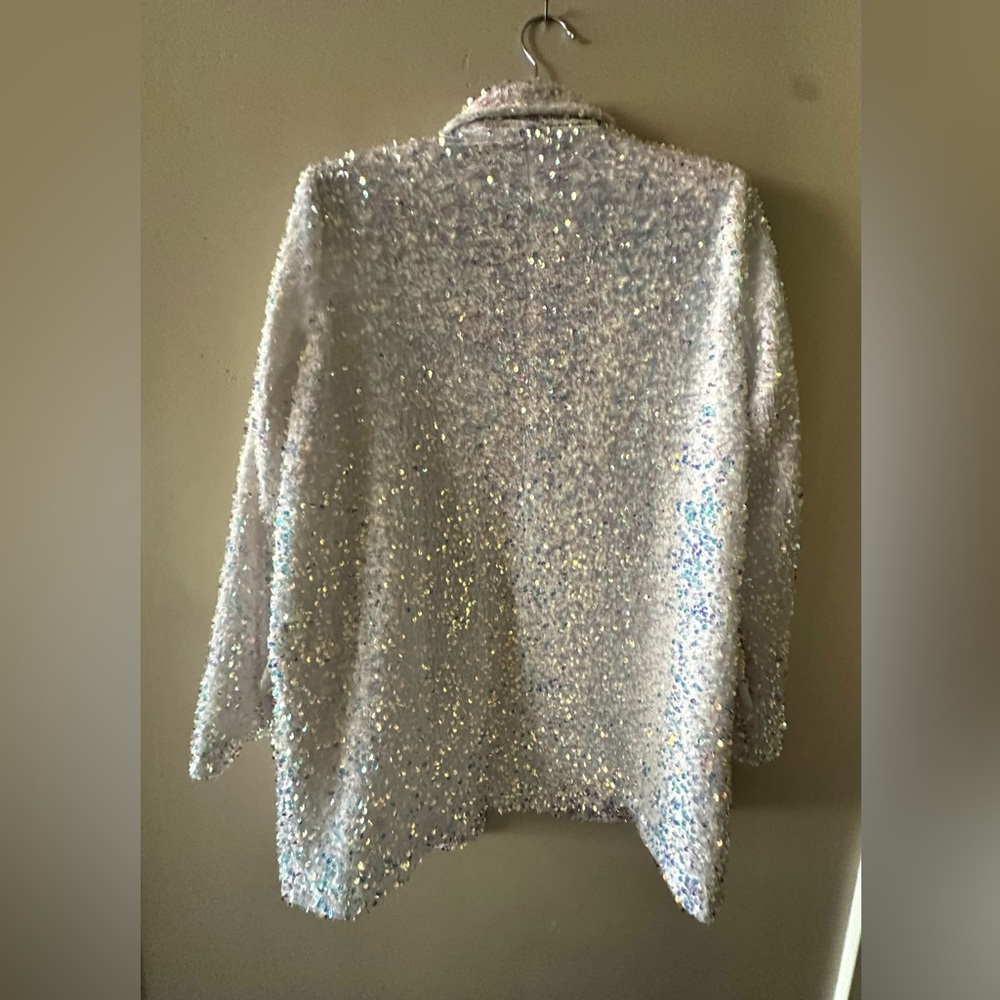 Sequin Embellished White Jacket - Picture 3 of 4